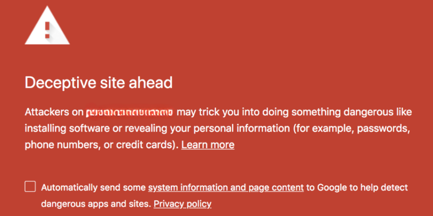 how to fix deceptive error of your website