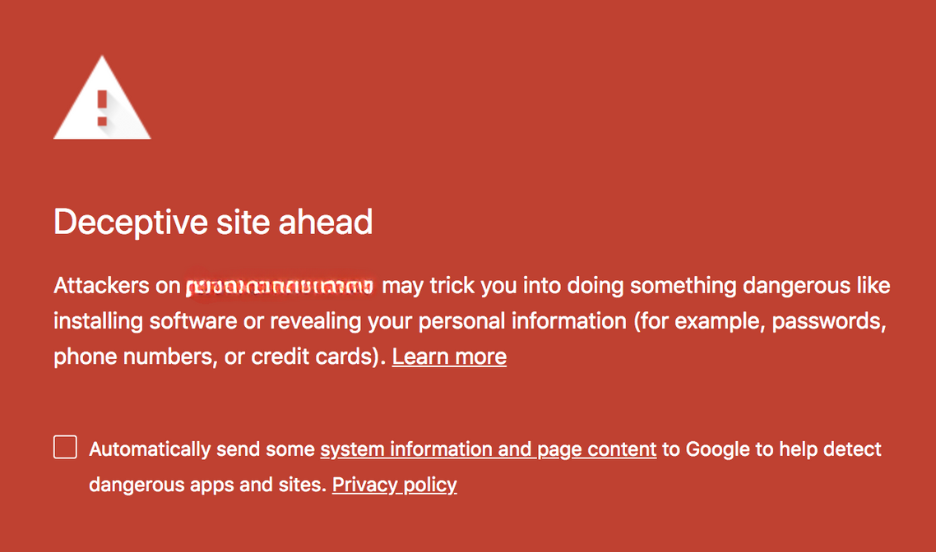 how to fix deceptive error of your website